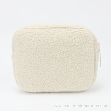 New Cute Soft Sherpa Multicolour Autumn and Winter Toiletry Makeup Bag Travel Cosmetic Bag Set
